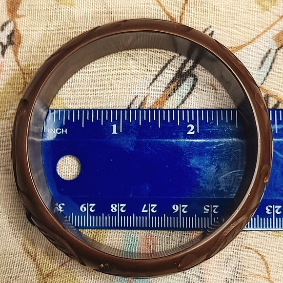 Brown Leaves Leave Carved Brown Plastic Lucite Vintage Bracelet No Seams - Picture 5 of 7
